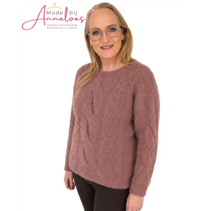 Red Button Pullover Sweet Fluffy Cable SRB5070 Mauve Red Button Pullover Sweet Fluffy Cable SRB5070 Mauve